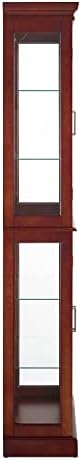 Glass Corner Curio Cabinet with Lights and Adjustable Shelves