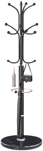 ZIECUKU Metal Coat Rack with Marble Base and 12 Hooks