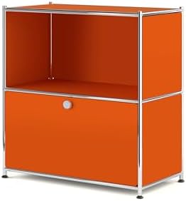 325 Inch Flip Top Side Table with Detachable Wheels and Storage - Modern Orange Bedroom Furniture