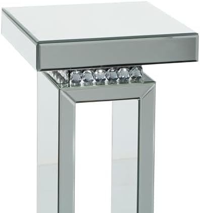 Deco 79 Silver Mirrored Pedestal Table 12x12x28