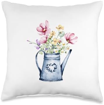 Watercolor Floral Pitcher Throw Pillow
