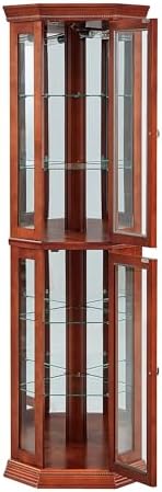 Wooden Corner Display Cabinet with Lights and 6 Shelves