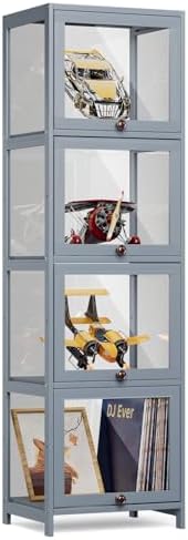 MoNiBloom 55 Inch Tall Slim Clear Cabinet With Gray Acrylic Door