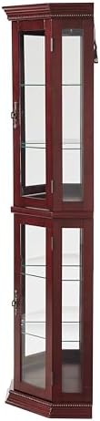 Goujxcy Lighted Corner Curio Cabinet with Mirrored Back Panel