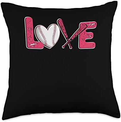 Love Baseball Pitcher Catcher Throw Pillow