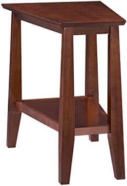 Delton 24 In Solid Wood Recliner Wedge Side Table with Shelf Sienna Brown