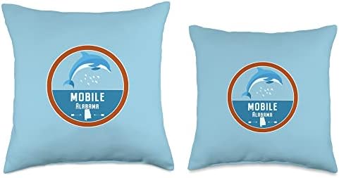 Mobile Alabama Beach Dolphin Throw Pillow