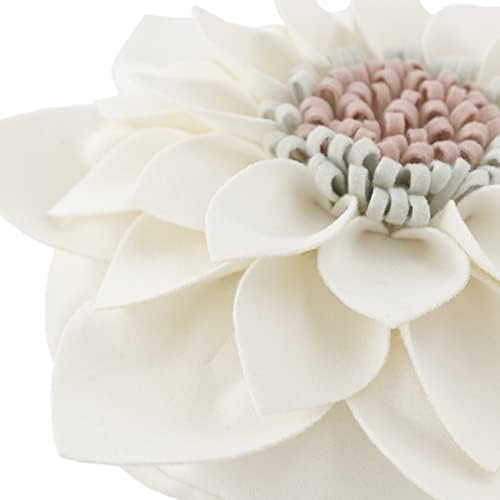 3D Flower Throw Pillow 14 Inches Cream Decor