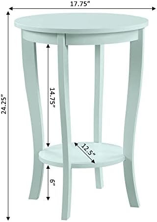 Convenience Concepts American Heritage Round End Table with Shelf Sea Foam