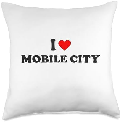 I Love Mobile City Alabama Throw Pillow