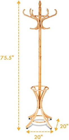 Tangkula 755 Inch Standing Coat Rack with 12 Hooks and Umbrella Stand