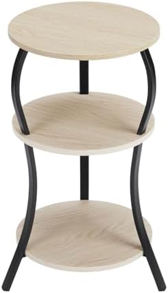 YEAKOO Vintage 3-Tier Round Side Table with Storage