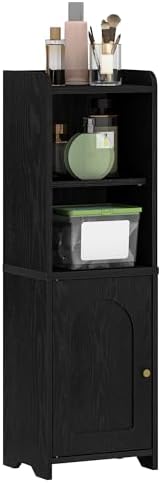 Bathroom Storage Cabinet with Arched Doors and Adjustable Shelves Black BC29704X