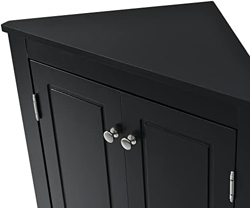GDFStudio 315 Inch H Triangle Corner Storage Cabinet Black