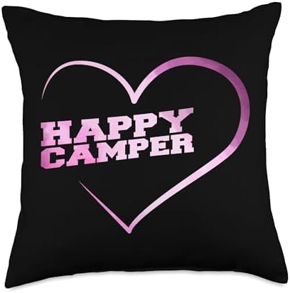 Motorhome Camping Throw Pillow with Happy Camper Design 1