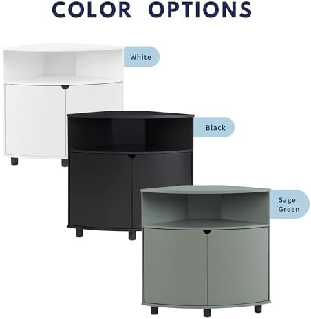 Berg Modern 31-inch LED Corner Cabinet with 2 Shelves 16 Colors USB Charge Cord Sage Green