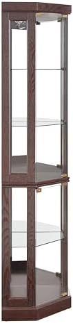 Ball Cast Lighted Corner Curio Cabinet with Glass Doors