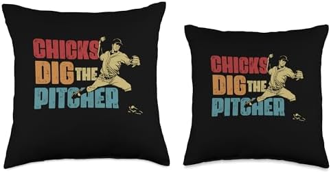 Baseball Pitcher Funny Chick Dig The Pitcher Softball Throw Pillow