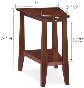 Delton 24 In Solid Wood Recliner Wedge Side Table with Shelf Sienna Brown