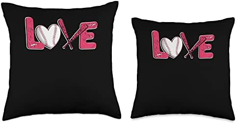 Love Baseball Pitcher Catcher Throw Pillow