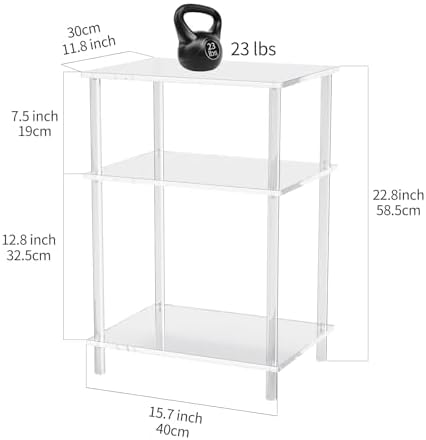 Clear Acrylic 3-Tier End Table for Small Spaces
