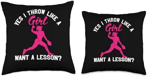 Funny Baseball Throw Pillow for Girls and Women
