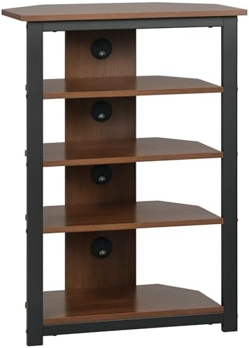 HOMCOM 4-Tier Media Stand with Cable Management Brown