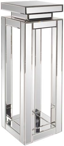 Howard Elliott Large Silver Mirrored Pedestal Accent Table