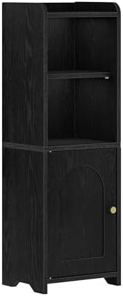 Bathroom Storage Cabinet with Arched Doors and Adjustable Shelves Black BC29704X