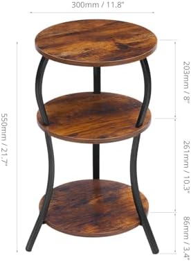 YEAKOO Vintage 3-Tier Round Side Table with Storage 1