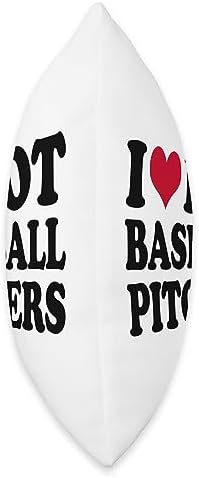 I Love Hot Baseball Pitchers Throw Pillow 18x18 Multicolor