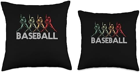 Retro Baseball Players Throw Pillow 16x16 Multicolor