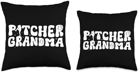 Groovy Baseball Pitcher Grandma Throw Pillow