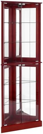 6 Shelves Corner Curio Cabinet with Lighting and Mirrored Back