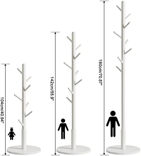 IBUYKE Coat Rack Stand with 8 Hooks and Solid Base