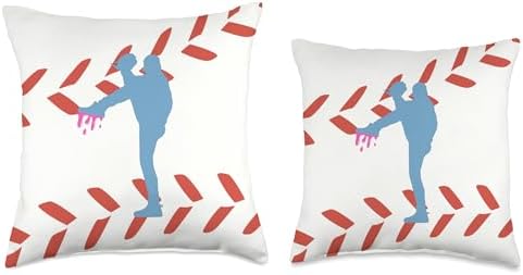 Funny Baseball Pitcher with Ice Cream Drip Throw Pillow 1