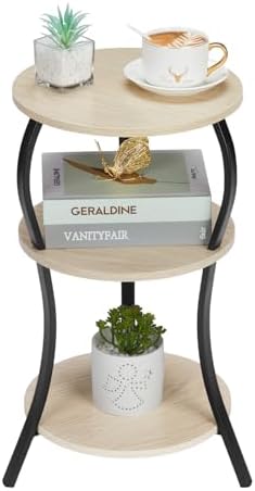 YEAKOO Vintage 3-Tier Round Side Table with Storage