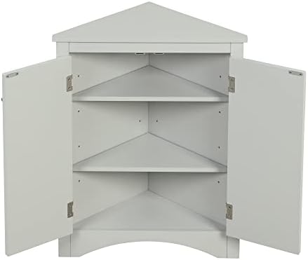 Merax Corner Cabinet with Adjustable Shelves Grey 1
