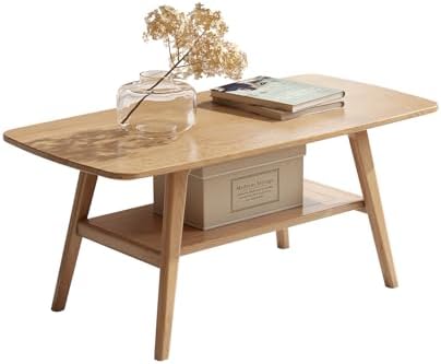 Wayshome Solid Oak Coffee Table 2-Tier Storage