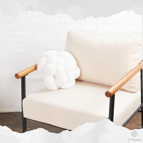 2C Home Large White Knotted Pillow 13 Inch Round Throw Pillow