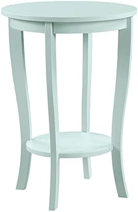 Convenience Concepts American Heritage Round End Table with Shelf Sea Foam