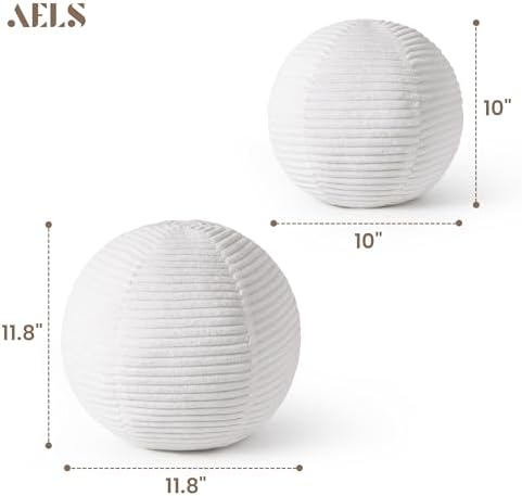 AELS Round Decorative Throw Pillows Set of 2 Cream White