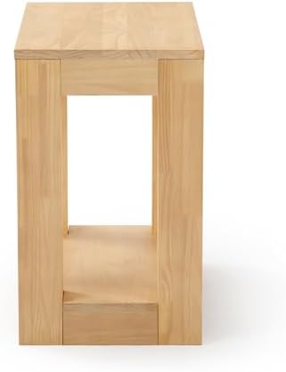 PlankBeam Modern Rectangular Side Table with Shelf