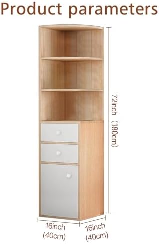 Washranp Tall Corner Cabinet with Open Shelves and Drawer