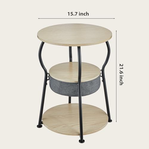 ZEXVIDA Small Round Side Table with Storage