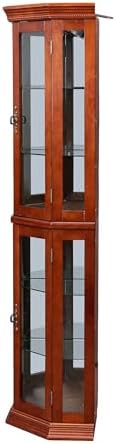 Wooden Corner Display Cabinet with Lights and 6 Shelves