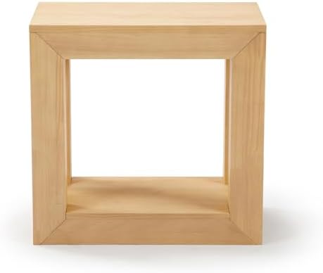 PlankBeam Modern Rectangular Side Table with Shelf