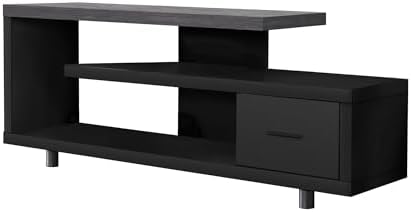 Spacious and Stylish 60 Inch TV Stand Black Grey Laminate