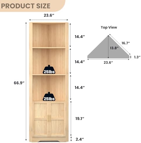 CHUWELL Corner Cabinet with Adjustable Shelves and Barn Doors