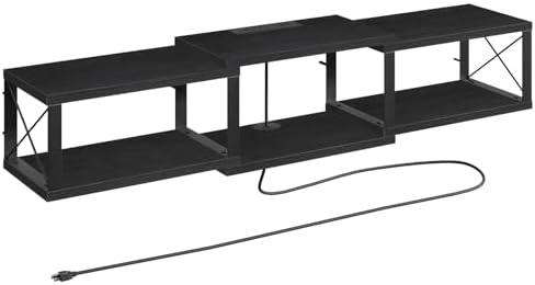 Floating TV Stand with Power Outlet and Storage
